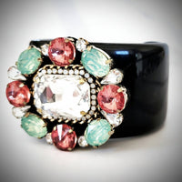 Black Multicolored Jeweled Cuff Bracelet