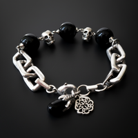 Silver and Black Skull Bracelet