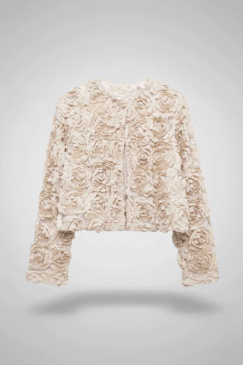 Ivory 3D Flower Jacket