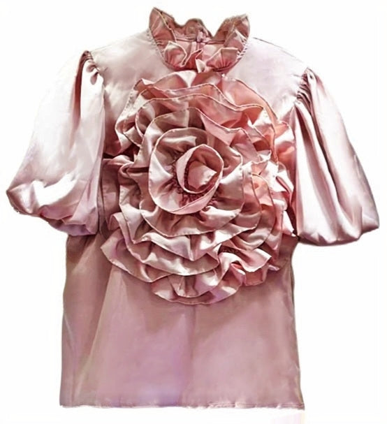 Pink 3D Flower Blouse