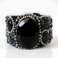Black Stone Cuff Bracelet