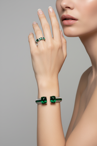 Sterling Silver Emerald Ring and Cuff Bracelet