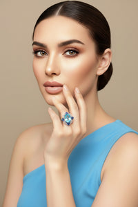 Sterling Silver Baby Blue Ring