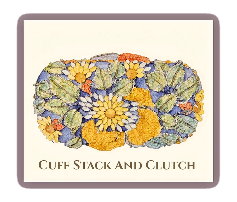 Yellow and Black Crystal Flower Clutch