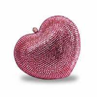 Pink Crystal Heart Clutch Purse and Sterling Silver Pink Heart Ring