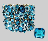 Blue Crystal Cuff and Sterling Silver Ring