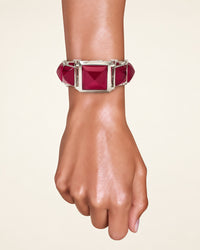 Sterling Silver Red Corundum Geometric Bracelet