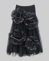 Black 3D Floral Skirt