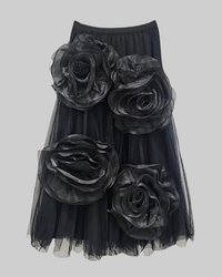 Black 3D Floral Skirt