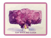 Fuchsia Pink Crystal Clutch, Sterling Silver Pave Orchid Ring and Earrings