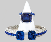 Sterling Silver Sapphire Ring and Cuff Bracelet