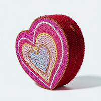Hot Pink Heart Crystal Clutch