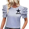Dallas Cowboys Ruffle Sleeve Striped Blouse