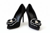 Black and White Camilla Flower Shoe Ornaments