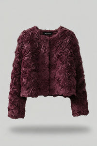 Burgundy 3D Flower Jacket