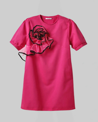 Hot Pink 3D Flower  Mini Dress