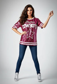 Dallas Cowboys Hot Pink Oversized Sequin Shirt