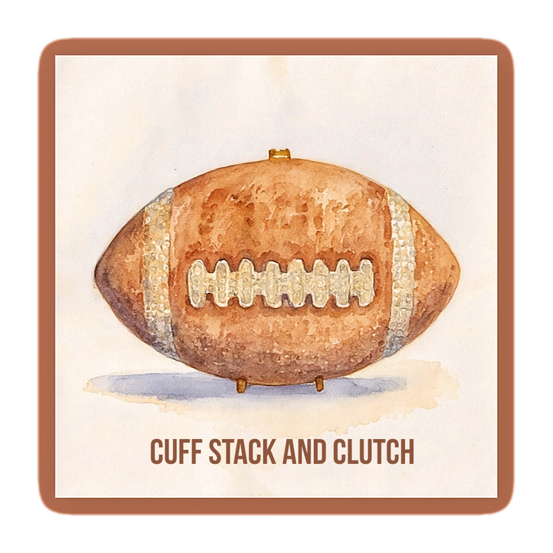 Brown Crystal Football Clutch