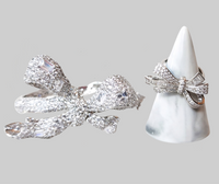 Sterling Silver Diamond Bow Bangle and Ring