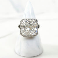 Sterling Silver Square Cut Diamond Ring