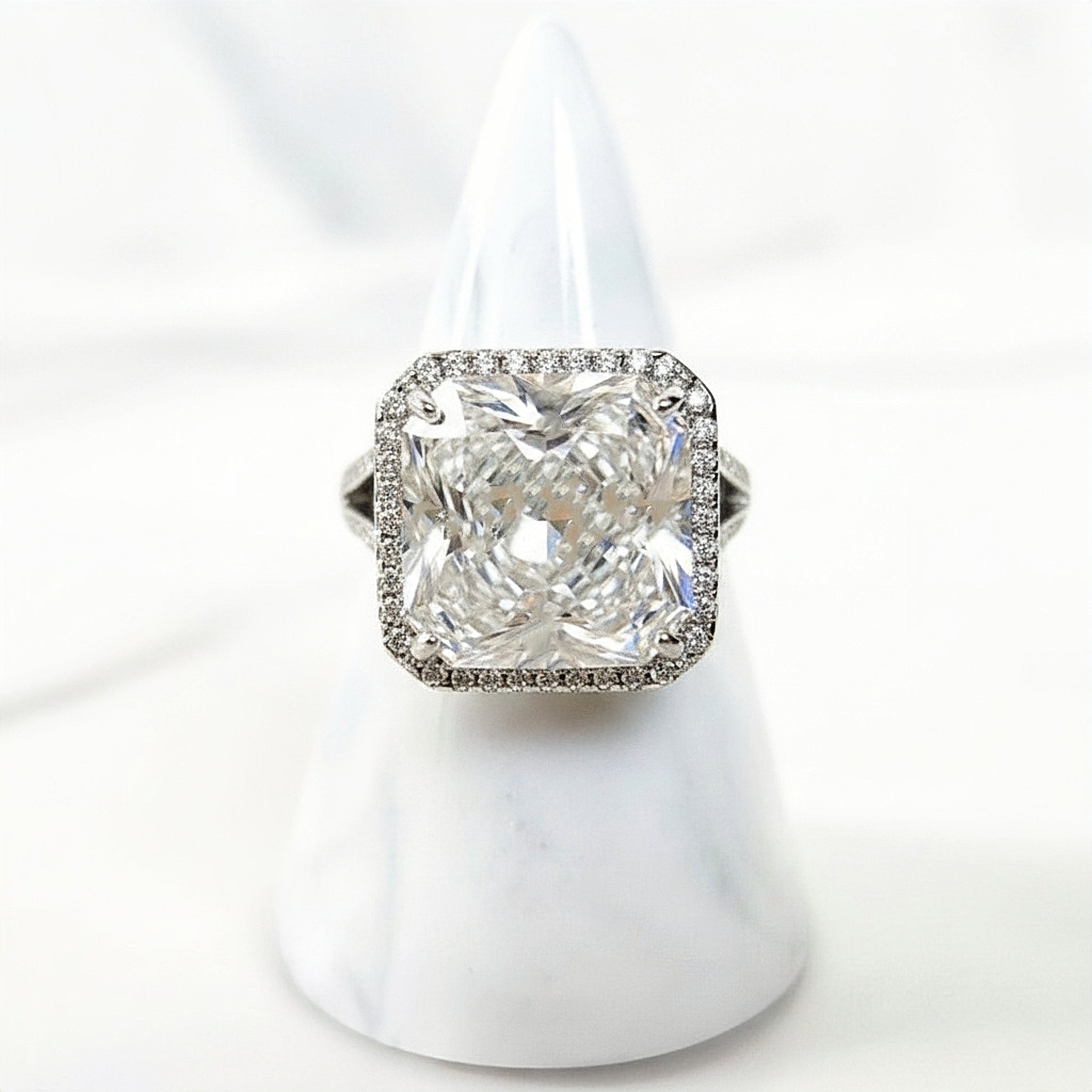 Sterling Silver Square Cut Diamond Ring