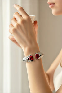 Sterling Silver Triangle Ruby Cuff Bracelet