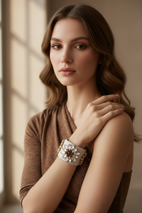 Sunflower Jeweled Cuff Bracelet