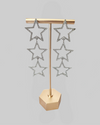 Silver Triple Star Drop Earrings