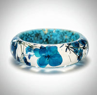 Blue Flower Resin Bangle