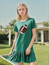 Green Sequin Football T-shirt Dress