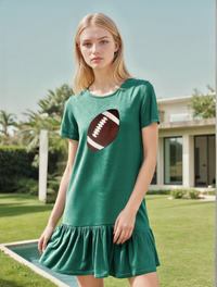 Green Sequin Football T-shirt Dress
