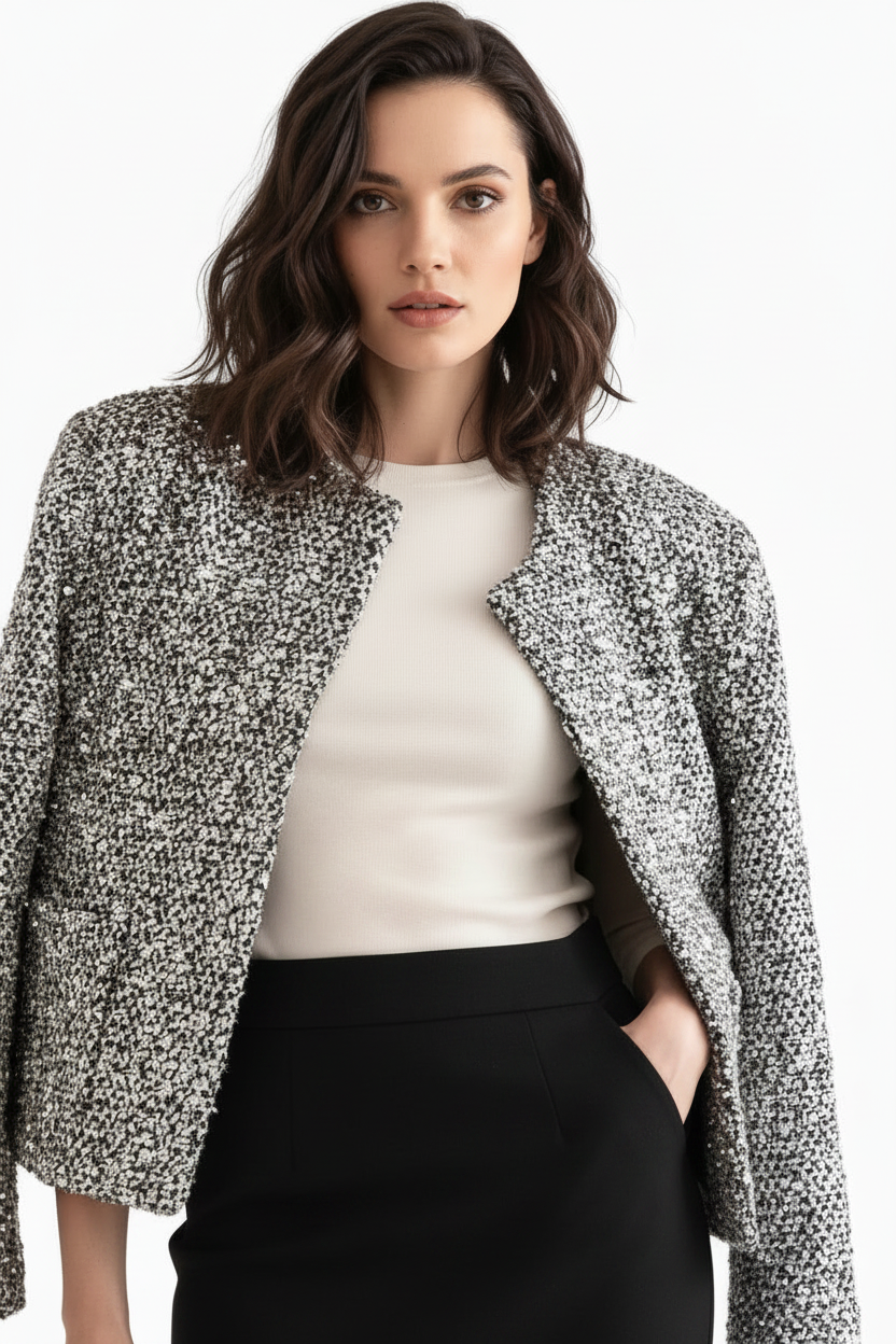 Silver Sequin Embellished Jacket