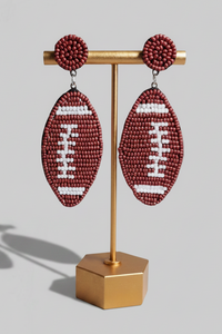 Brown Football Earrings