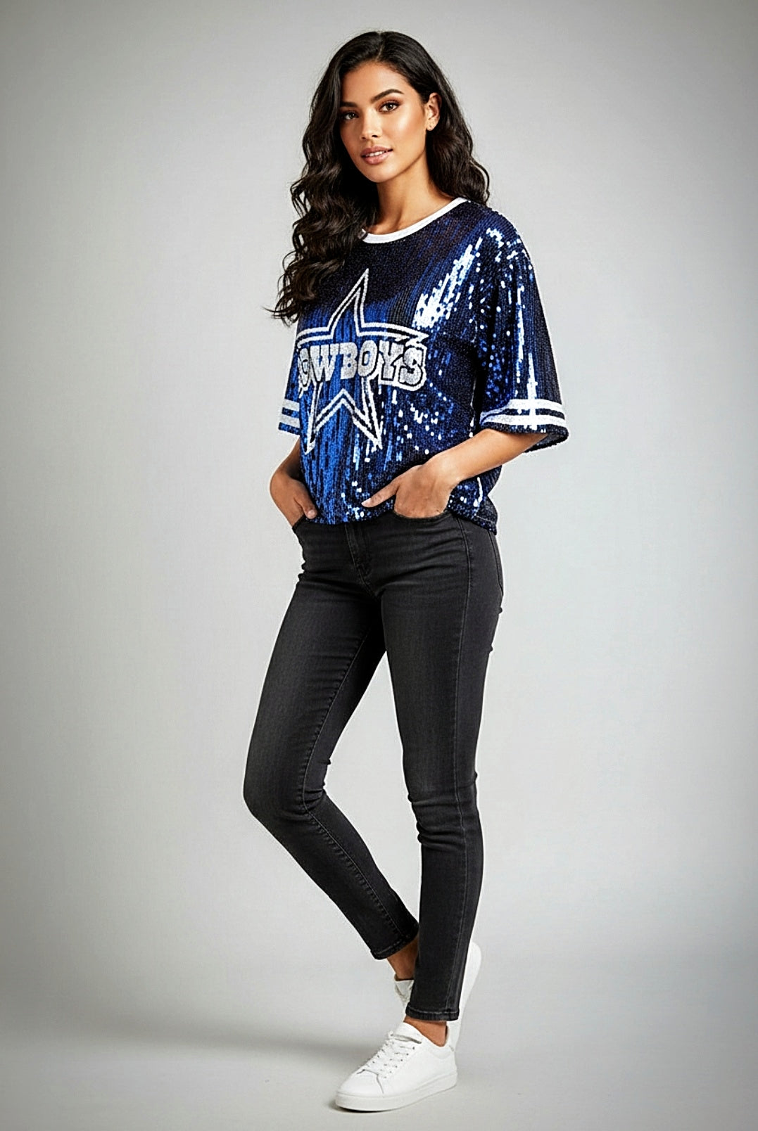 Dallas Cowboys Blue Sequin Shirt