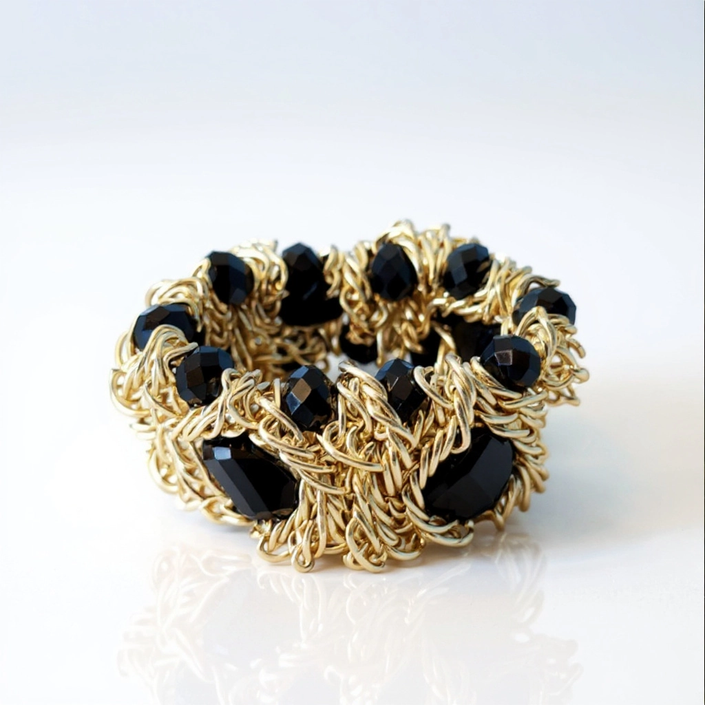 Black and Gold Stretch Bracelet
