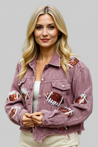 Pink Corduroy Sequin Football Jacket