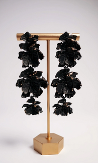 Black Floral Drop Earrings