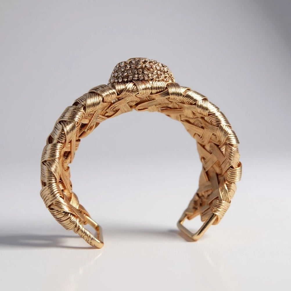 Natural Baroque Pearl Wicker Cuff