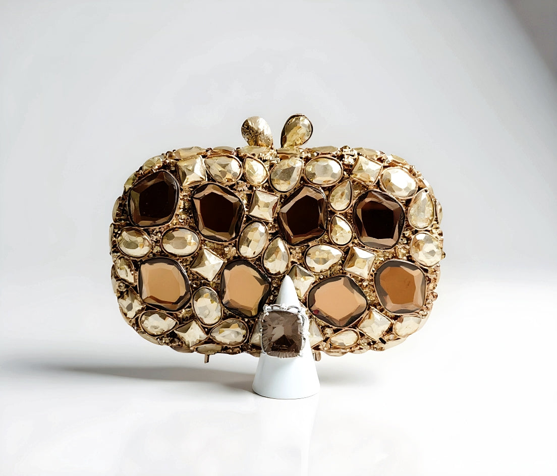 Brown Stone Clutch and Sterling Silver Smoky Quartz Ring