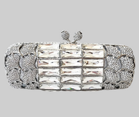 Silver Oblong Crystal Clutch