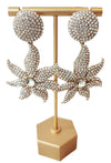 Gold Crystal Starfish Earrings