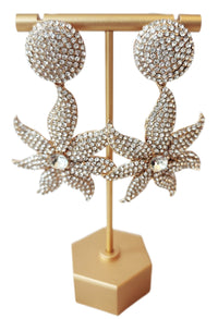 Gold Crystal Starfish Earrings