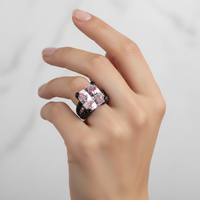 Sterling Silver Purple and Black Pave Ring