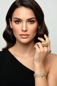Sterling Silver Gold Plated Wrap Bracelets (3) and Goldtone Globe Ring