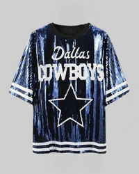 Blue Sequin Dallas Cowboys Shirt
