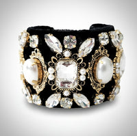 Black Jeweled Cuff Bracelet