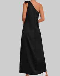 Black One Shoulder Gold Sequin Football Maxi Dress