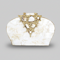 White and Gold  Mother Of Pearl Clutch