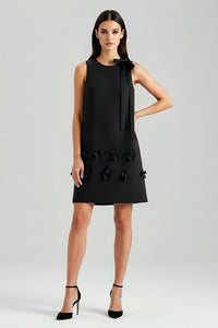 Black 3D Flower Sleeveless Mini Dress
