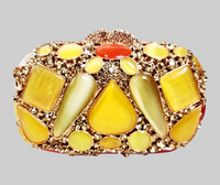 Citrine Stone Clutch with Orange Center Stone